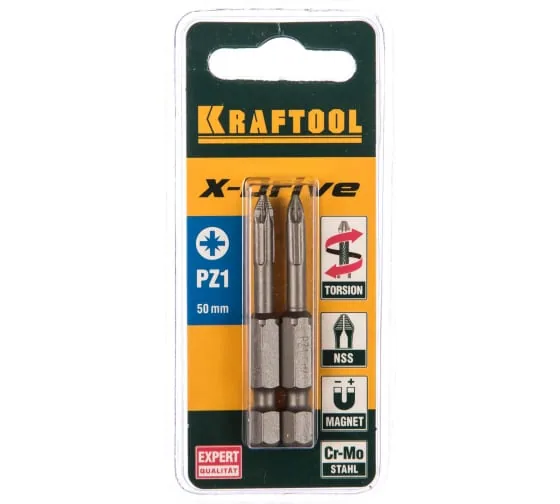 Биты Е 1/4 "KRAFTOOL" в комплекте 2шт (длина 50мм)