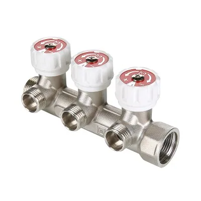 Коллектор VALTEC с регулир. вентилями, 3/4"х4 вых. 1/2" нар. (на подающий трубопровод) (1/16