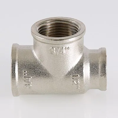 Тройник 3/4"х1/2"х1/2" Никель ВН-ВН-ВН "Valtec" (Никель) 1/10/60
