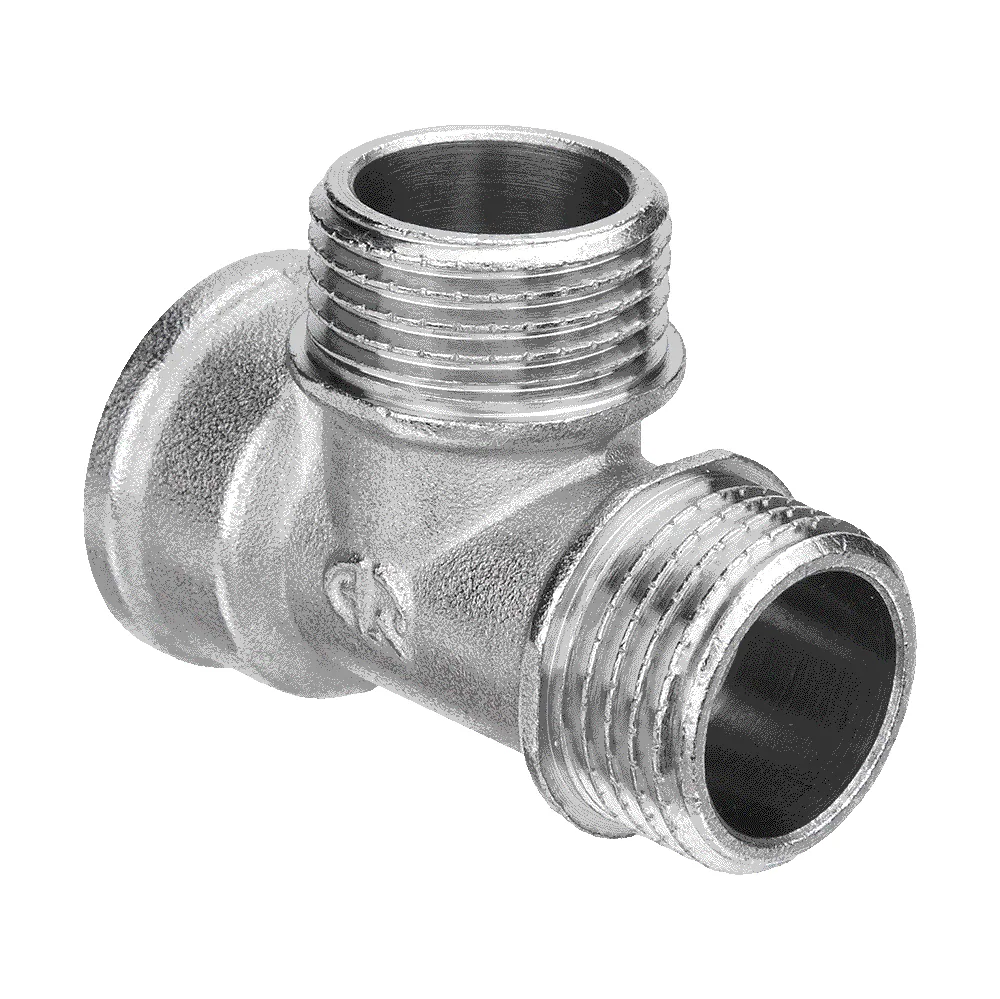 Тройник 1/2" Никель вн-нар-нар "AQUALINK" (Никель) 1/10/140