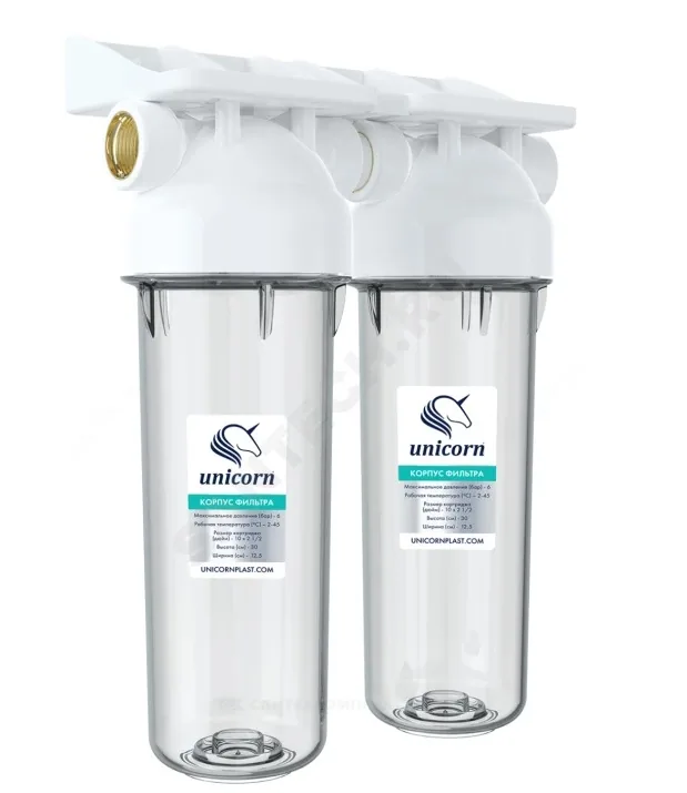 Корпус фильтра пластик 3/4" ВР (двойной) Slim Line 10" Unicorn KSBP_3/4_DUO